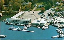 Advertising Postcard Browns Wharf Motel Restaurant Marina Boothbay Maine ME S410 picture