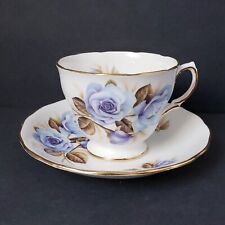 Vintage Royal Vale Blue Rose Pattern Tea Cup & Saucer Set picture
