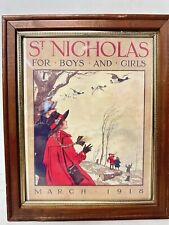 Antique March Original 1918 ST. Nicholas Magazine Cover Framed Norman Price Art picture