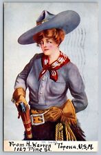 1907 postcard RAYMOND STEIN COW GIRL holds her gun/bandana picture