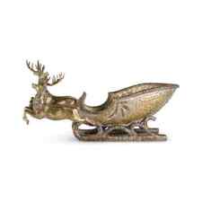 Reindeer Pulling Sleigh With Antiqued Gold Finish picture