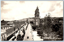 Morelia Michoacan Mexico Postcard Catedral and Avenue Madero c1940's RPPC Photo picture