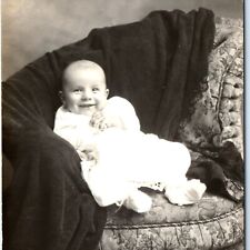 ID'd c1910s Cute Smile Baby Boy RPPC Laughing Real Photo Harold K. Grove A134 picture