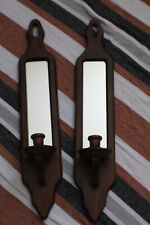 Wooden Wall Taper Holders With Mirror picture