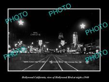 OLD LARGE HISTORIC PHOTO HOLLYWOOD CALIFORNIA VIEW OF HOLLYWOOD BOULEVADE c1940 picture
