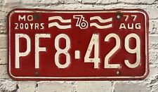1976 1977 Missouri Bicentennial 200 Years Automobile License Plate PF8-429 picture