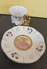 Our Lady of the Wood Shrine Souvenir Miniature Cup and Saucer Mio, Michigan VTG picture
