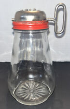 Vintage Nut - Spice - Chopper - Grinder - Glass Jar - Red Metal Top - Primitive picture