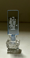 Vintage Blue & Clear Glass Czech Perfume Bottle Woman Art Deco Intaglio Stopper picture