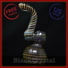 8 in Handmade Large Gold Fumed Bubbler Sherlock Tobacco Smoking Bowl Glass Pipes picture