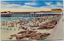 Sunbathing at Galveston, Texas Vintage Postcard Breakers Seawall Turf Grill Pier picture
