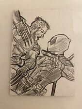 Deadpool 3 Vs Wolverine Original One Of A Kind Pencil Sketch Card By Nate Rosado picture