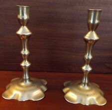 Pair of Mid 18th Century Brass Petal Candlesticks, 7.5in H x 4.5in Diameter picture