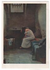1931 Antique Postcard suicide bomber young girl in jail Soviet Russian card Old picture