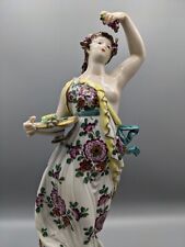 Large Antique German Volkstedt Art Deco Porcelain Figurine  Lady with Grapes 11