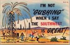 1950s Comic Linen Postcard Oil Well 