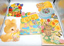 Vintage Easter Beistle Die Cut Decorations Lot Of 5 Bunnies Ducks Eggs picture