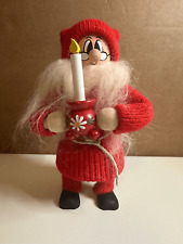 Original Tomte Ljungstroms 9.5” Swedish Wood Santa with Beard glasses and Candle picture