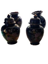 Vintage Set Of 4 Cobalt Ginger Jar  Vases picture