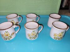 Lot Of 6 Vintage JPM Casualstone Japan Pottery Coffee Mugs Yellow Floral picture