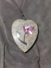 Vintage Hand Carved Stone Trinket Box Mother of Pearl Inlay Heart Shaped India picture