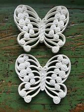 Vintage BURWOOD PRODUCTS Plastic BUTTERFLY White WALL HANGING Pair 6x6” picture