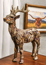 Rustic Western Woodlands Emperor Stag Deer Buck Faux Wooden Resin Figurine picture