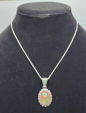 Vintage R.N. Laconsello Zuni Sterling Silver / Inlay Pendant w / Sterling Chain picture