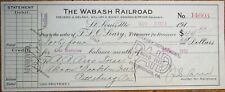Wabash Railroad Company 1913 Bank Check - St. Louis, MO Missouri picture