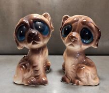 Vintage Sad Big Eyed  Dog  Puppy Salt and Pepper Shakers Figurine Japan Kitsch picture