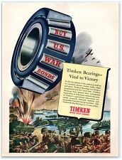 1944 Timken Print Ad, Bearings Vital To Victory WWII War Beach Landing Assault picture