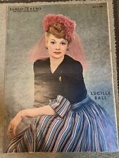 LUCILLE BALL original color portrait SUNDAY NEWS 4/2/44 OLD HOLLYWOOD LUCI DESI picture