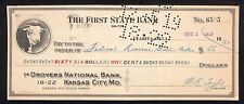 Clarita, OK  Bank Check 1919 Kansas City Stock Yards w/ Cow Head Scarce picture