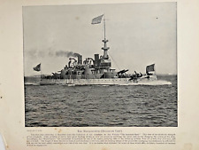 1898 Vintage Illustration First-Class Battleship Massachusetts Spanish War picture