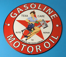 Vintage Texaco Gasoline Sign - Gas Pump Motor Oil Porcelain Enamel Metal Sign picture