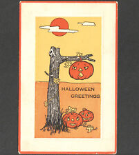 Halloween Greetings Fairman Pink of Perfection 400 JOL Hanging Pumpkin PostCard picture