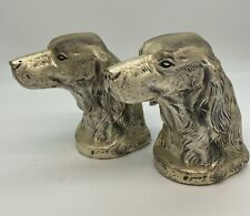 Vintage PMC Spaniel Retriever Duck Hunting Bird Dogs Bookends Cast Metal Plated picture
