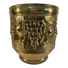 Large Vintage English Brass Planter With Lions Head Handles picture