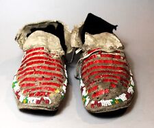 Antique American Plains Indian Quilled & Beaded Child's Moccasins c. 1900 picture