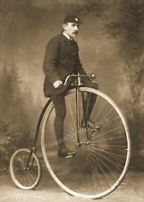 Antique Photo ... Man on High Wheel Penny Farthing Bicycle .. Photo Print picture