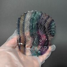 Natural Rainbow Fluorite Quartz Crystal Peacock Hand-Carved Reiki Healing picture