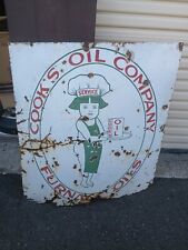 Rare 1920's 1930's Cooks Oil Porcelain Sign Gas Oil picture