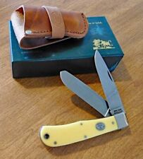 MOORE MAKER New 3206 Yellow Synthetic Handle 2 Blade Jumbo Trapper Knife/Knives picture