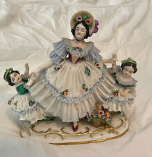 Vintage Frankenthal Dresden Art Lace Lady with children Figurine Made in Germany picture
