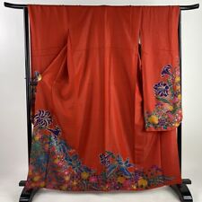 Kimono Furisode , Length 163.5Cm, Sleeve 66Cm, Sleeve, Lily, Flower, Silver, Gol picture