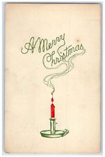 c1910's Merry Christmas Candle Light Minimalist Gibson Posted Antique Postcard picture