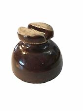 Large Glazed Brown Ceramic Insulator Vintage Good Condition picture