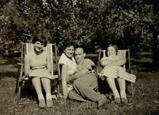 Three Women With Man Hugging One B&W Photograph 3 x 4 picture
