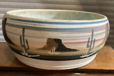 Handmade Pottery Vase Bowl Southwest Desert Cactus  Signed picture