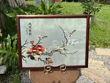 Vintage Chinese silk embroidery birds & Flowers Double Sided And Signed picture